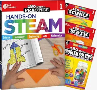 180 Days™: STEAM, Science, Math, & Problem Solving (Grade 1): 4-Book Set