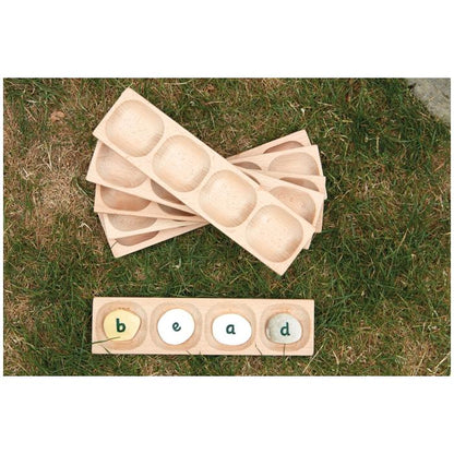 4-Pebble Word-Building Wooden Tray - Set of 6