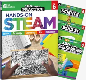 180 Days™: STEAM, Science, Math, & Problem Solving (Grade 6): 4-Book Set