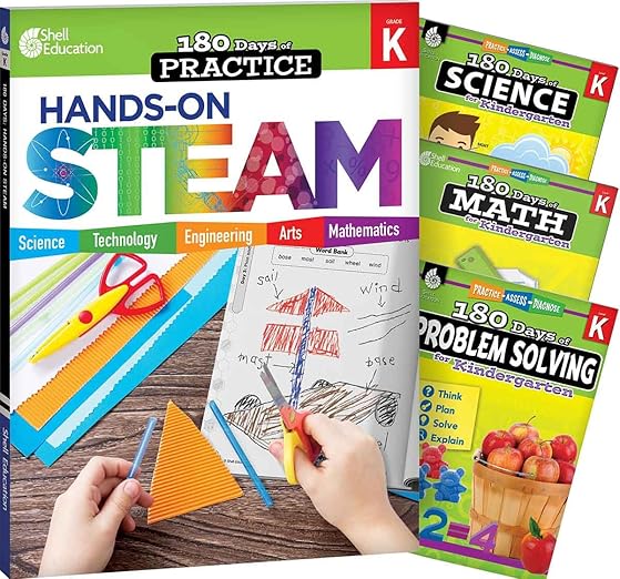 180 Days™: STEAM, Science, Math, & Problem Solving (Grade K): 4-Book Set