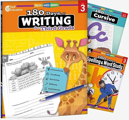 180 Days™: Writing, Spelling, & Cursive (Grade 3): 3-Book Set