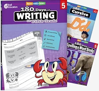 180 Days™: Writing, Spelling, & Cursive (Grade 5): 3-Book Set
