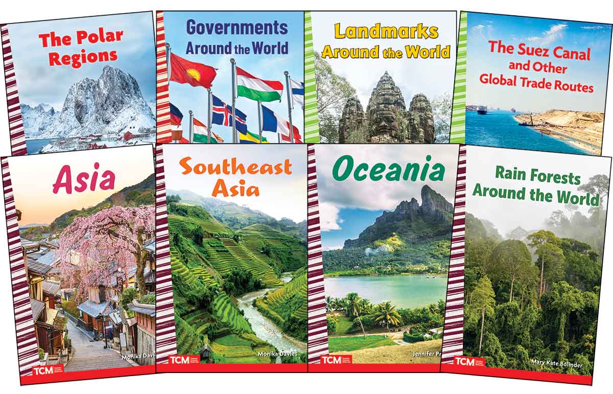Explore The World: Asia, Oceania, Polar Regions, Landmarks, and Governance: Social Studies Readers 8-Book Set