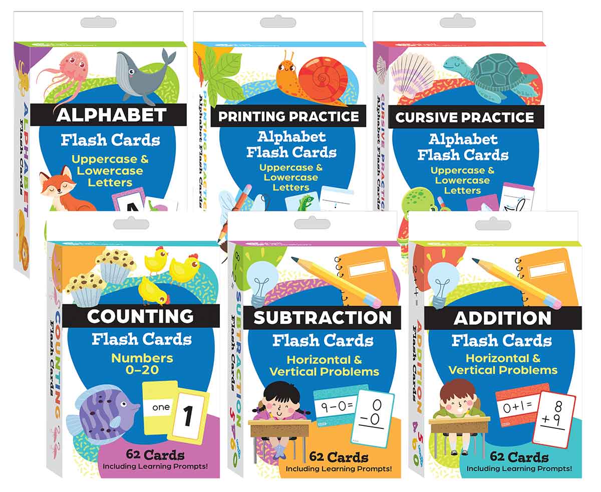 Literacy and Math Flash Cards 6-Deck Set
