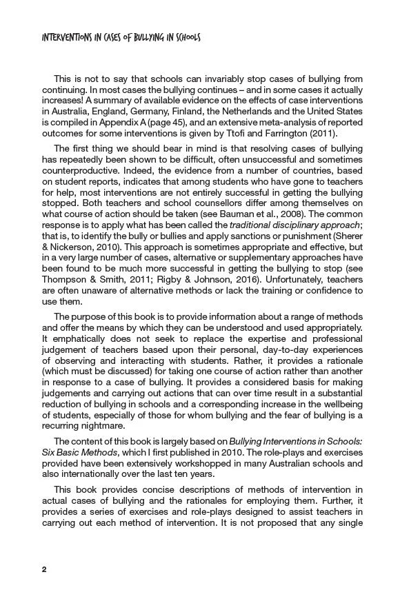 Interventions in Cases of Bullying in Schools