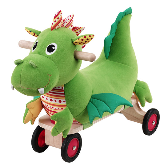 Puffy Dragon Ride-On Toy with Plush