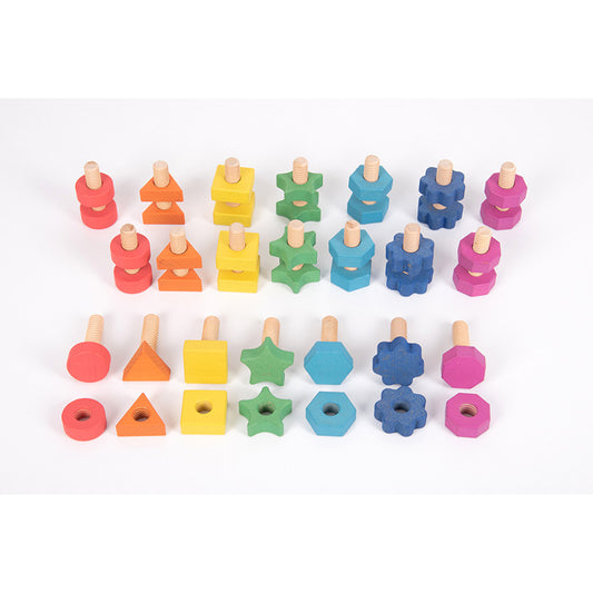 Rainbow Wooden Nuts & Bolts - Set of 21