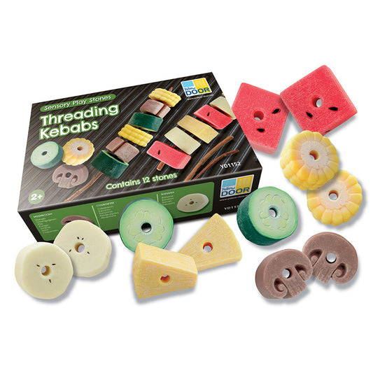 Sensory Play Stones - Threading Kebabs
